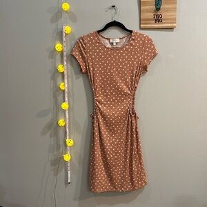 pink floral tie cutout dress